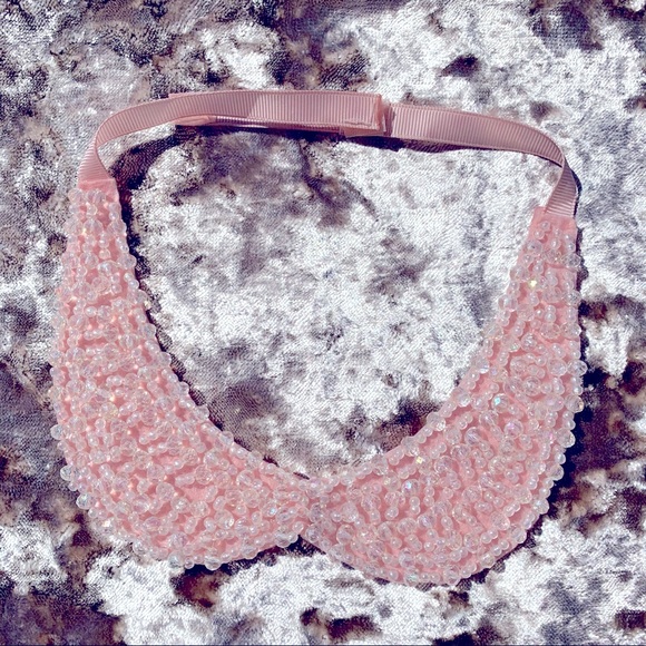 Pink and Crystal Peter Pan Collar Necklace